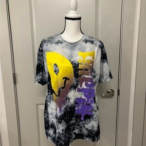 Trippy psychedelic black tie-dye basic tee size XL